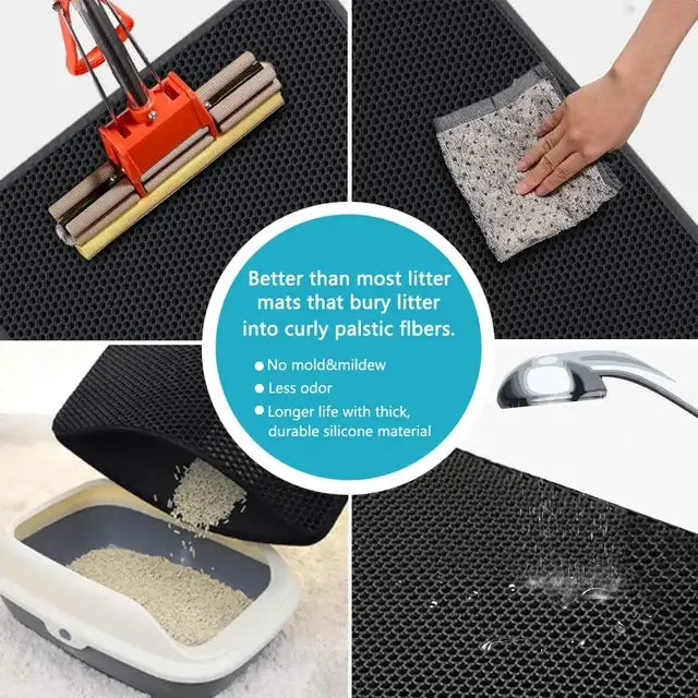 π± Cat Litter Mat With Gift β Double Layer Waterproof, Non-Slip & Washable