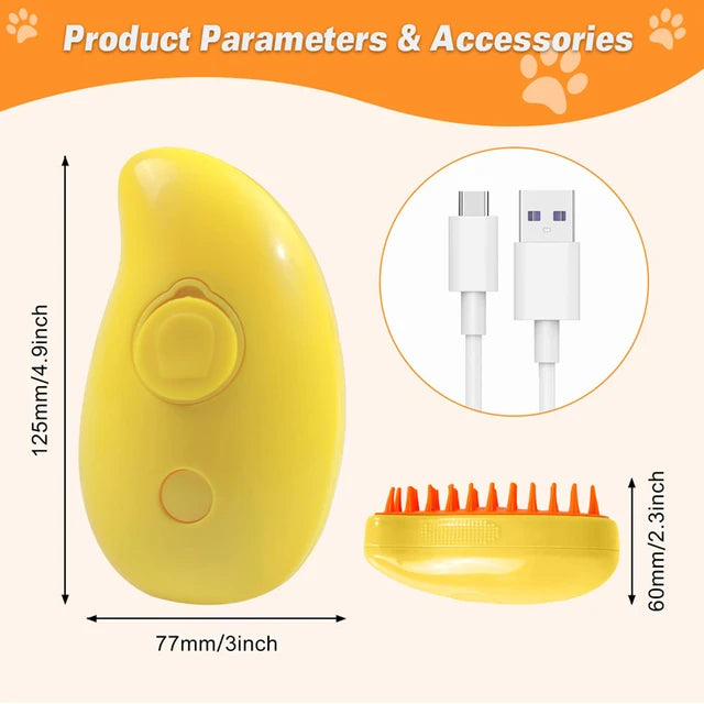 😺 3-in-1 Steam Pet Grooming Brush – For Cats