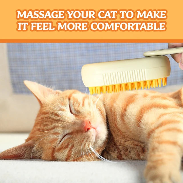😺 3-in-1 Steam Pet Grooming Brush – For Cats
