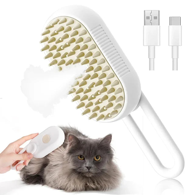 😺 3-in-1 Steam Pet Grooming Brush – For Cats