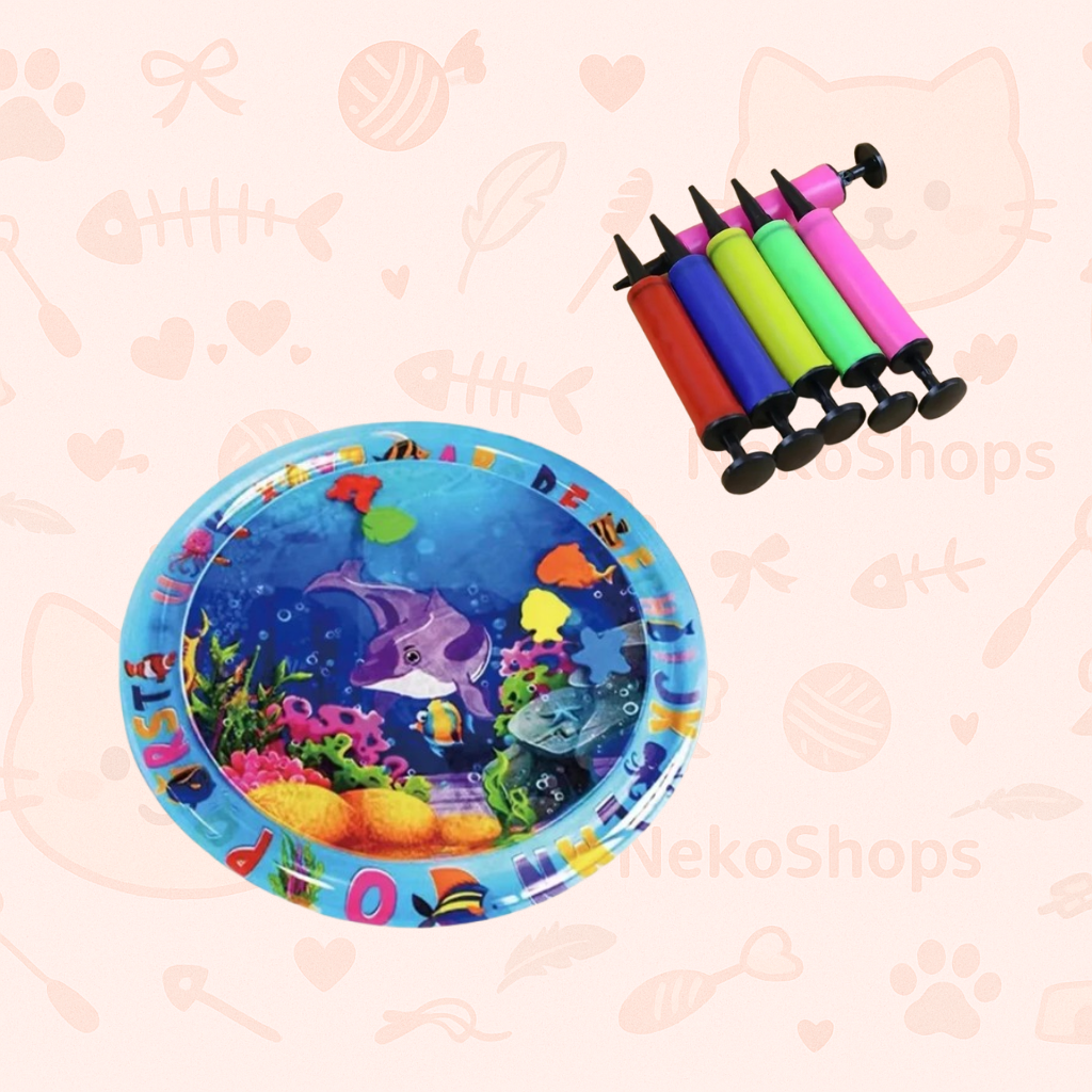 🐾 Spill-Proof Interactive Water Sensory Cat Mat – Floating Fish Design, Durable PVC, Indoor/Outdoor Play