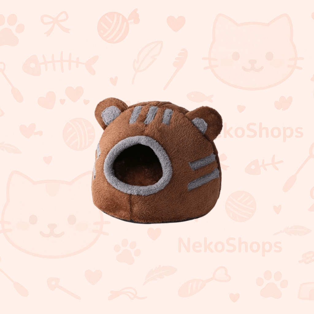 🐾 Winter Deep Sleep Comfort Cat Bed – Cute Bear Head Shape, Cozy Cave House for Cats & Kittens