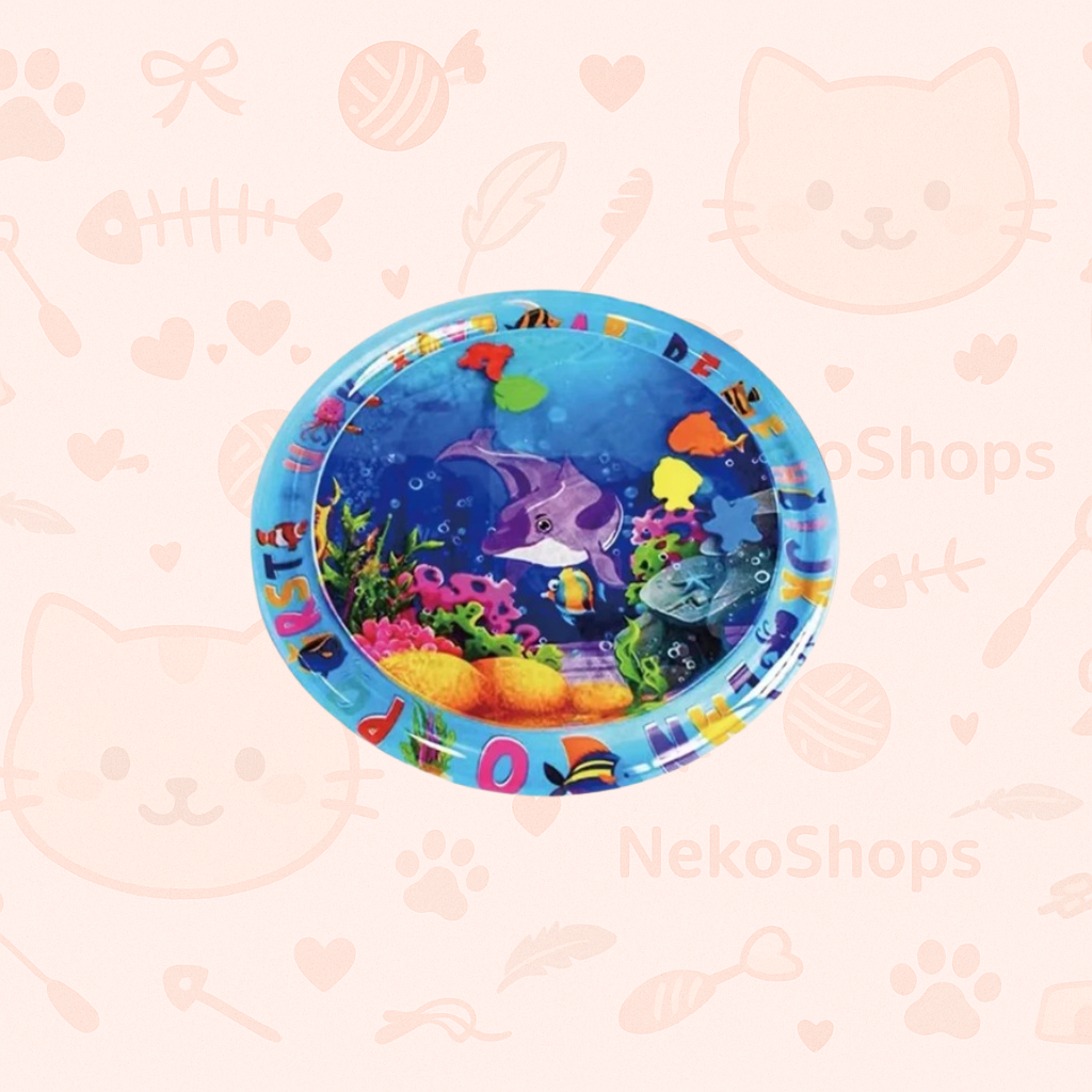 🐾 Spill-Proof Interactive Water Sensory Cat Mat – Floating Fish Design, Durable PVC, Indoor/Outdoor Play