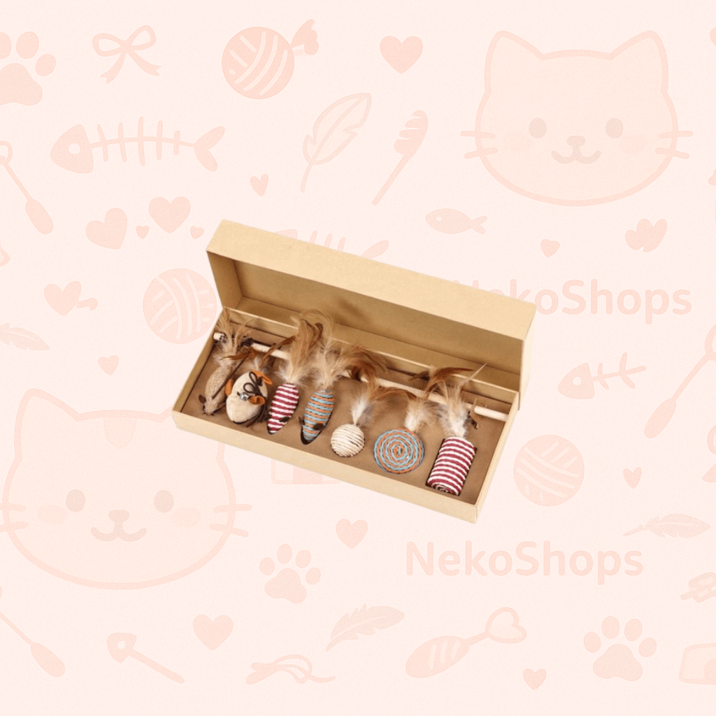 7 interactive mouse toys in a gift box for cats, eco-friendly and safe for play, perfect for curious kitties