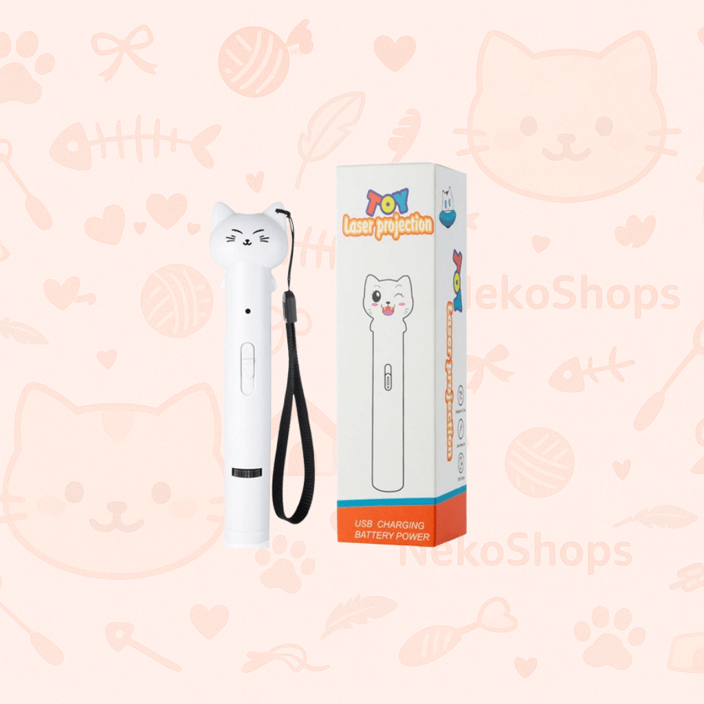 USB rechargeable 4-in-1 cat laser pen with UV detector, LED light, and fun designs for cats.