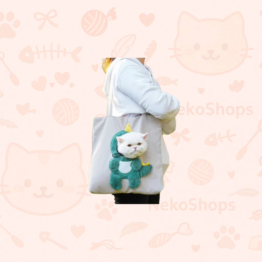 🐾 Cute Cat Canvas Shoulder Bag – Portable Pet Carrier for Cats