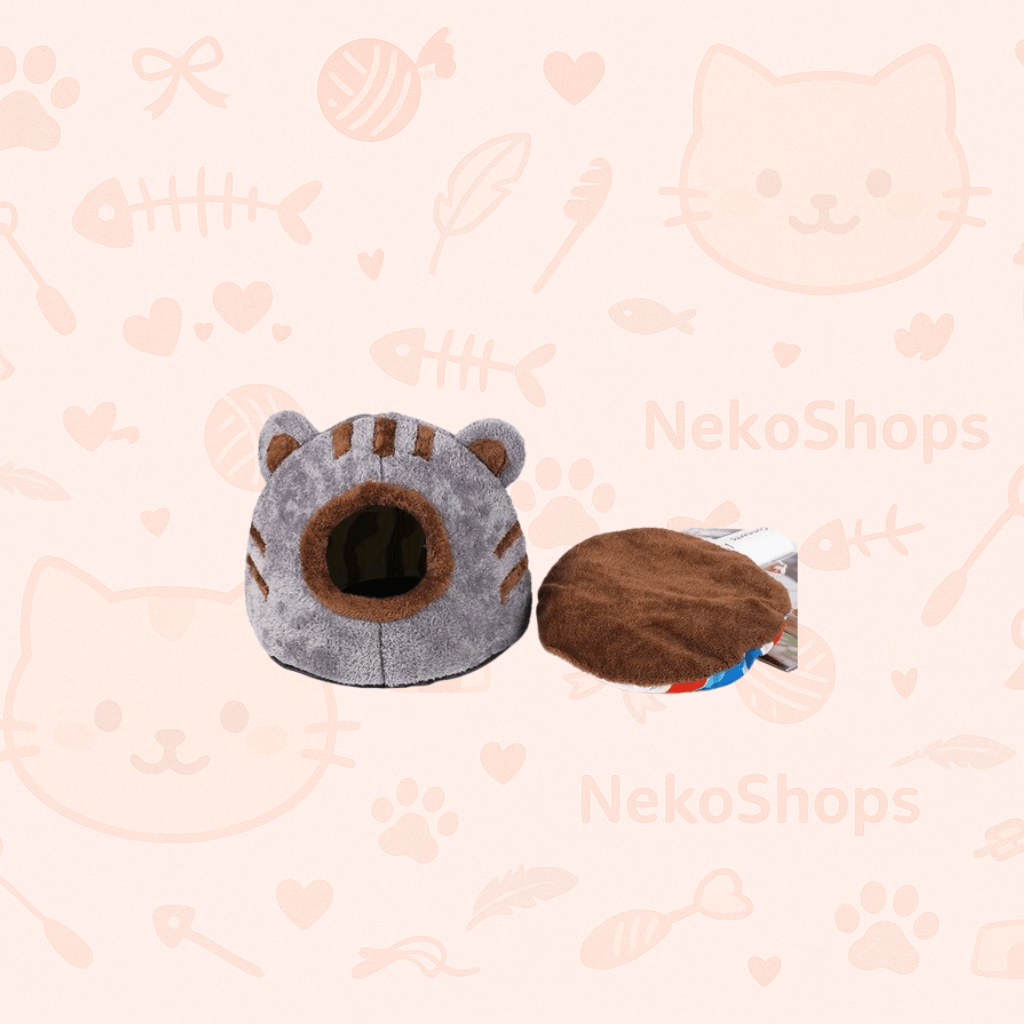 🐾 Winter Deep Sleep Comfort Cat Bed – Cute Bear Head Shape, Cozy Cave House for Cats & Kittens
