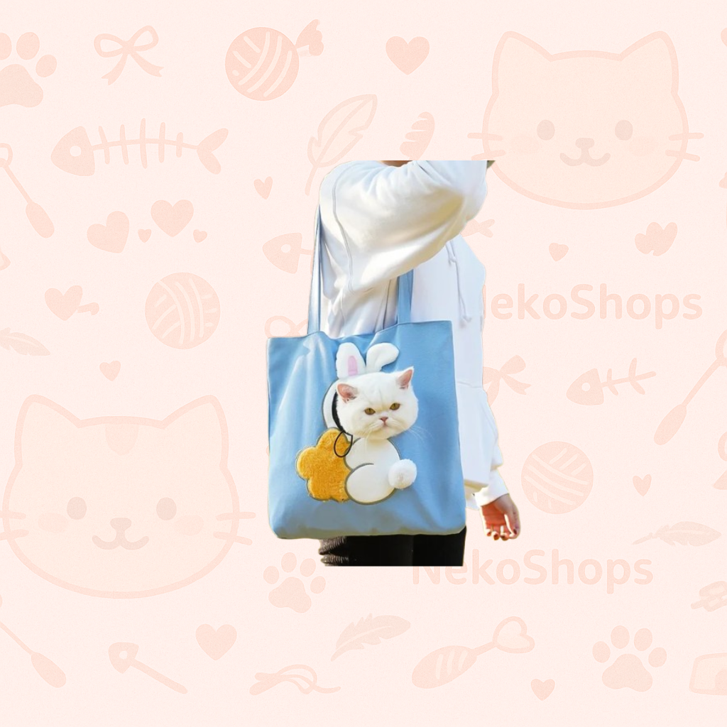 🐾 Cute Cat Canvas Shoulder Bag – Portable Pet Carrier for Cats