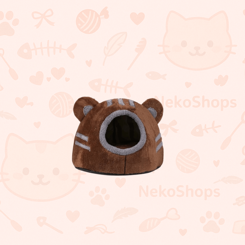 🐾 Winter Deep Sleep Comfort Cat Bed – Cute Bear Head Shape, Cozy Cave House for Cats & Kittens