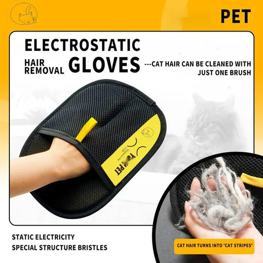 🧤 Pet Hair Remover Electrostatic Gloves – Two-Way Brush for Cats