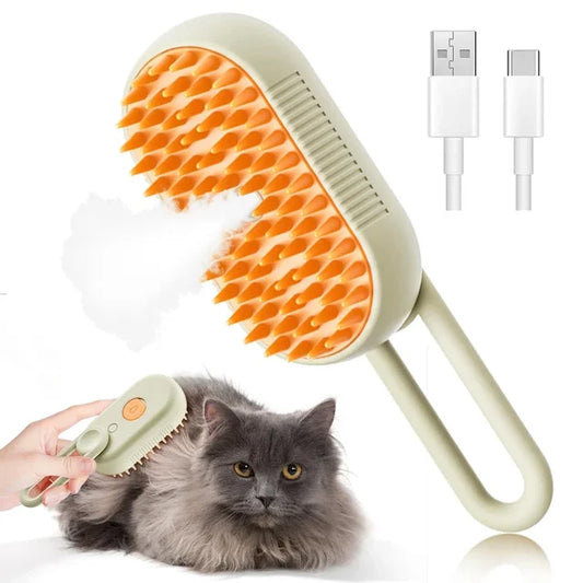 😺 3-in-1 Steam Pet Grooming Brush – For Cats