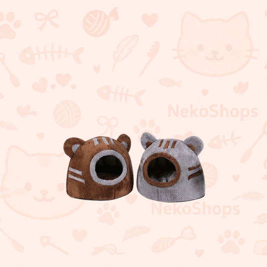 🐾 Winter Deep Sleep Comfort Cat Bed – Cute Bear Head Shape, Cozy Cave House for Cats & Kittens